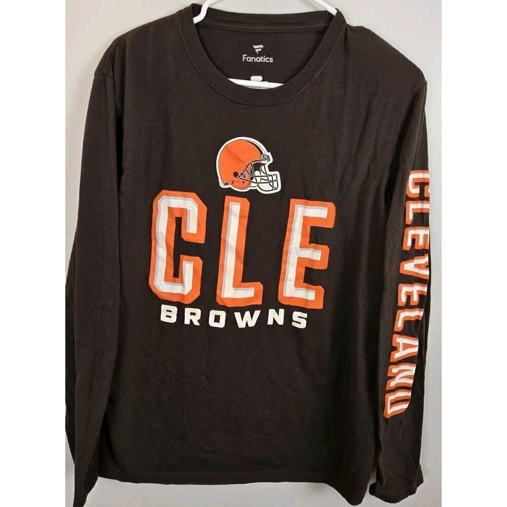 Cleveland Browns Adult Medium Brown Long Sleeve Crewneck Fanatics Licensed NFL